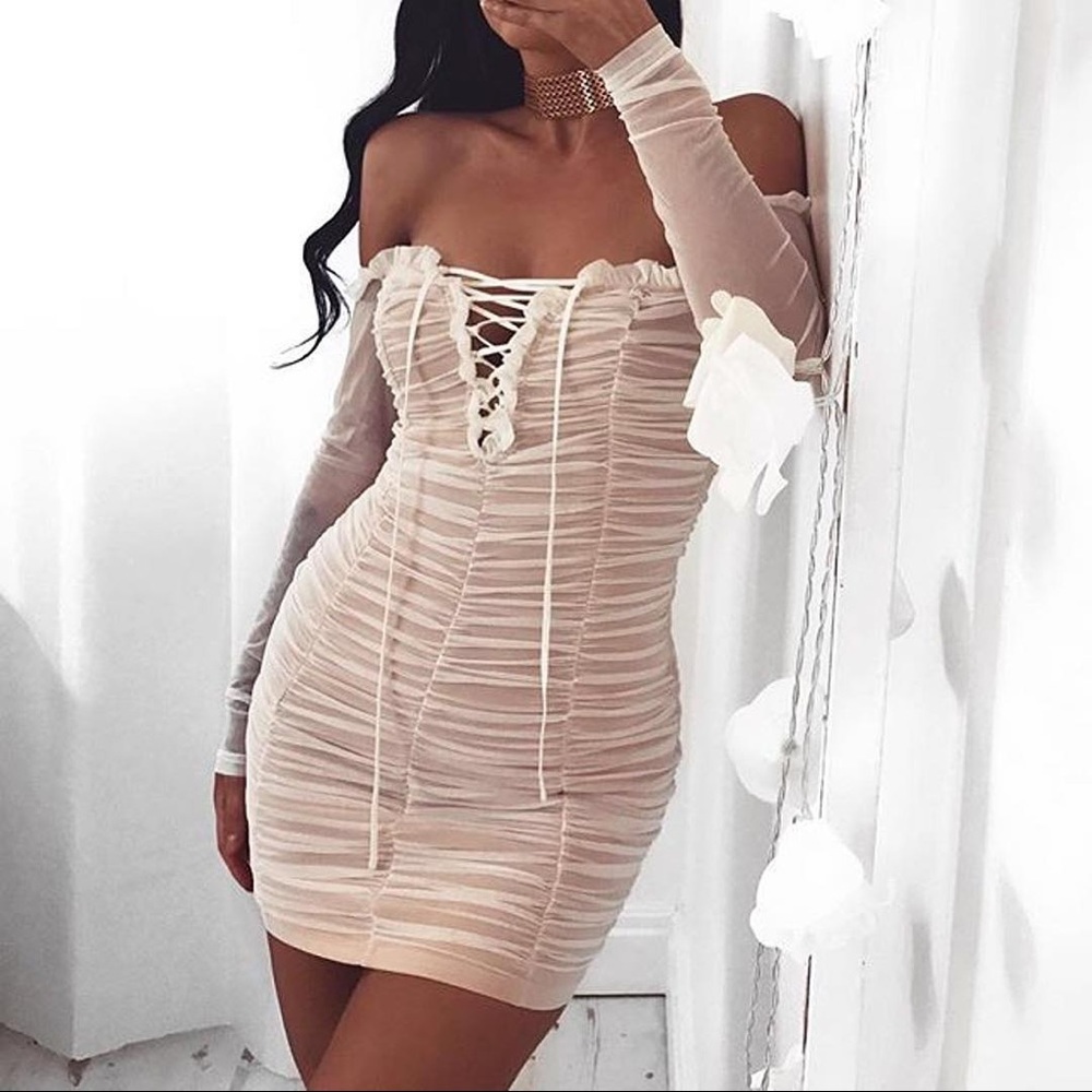 🔥 NWOT White Mesh Dress